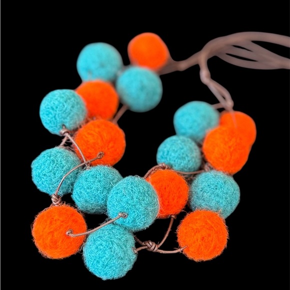 Vibrant Orange and Turquoise Necklace Set, handmade - Picture 2 of 5